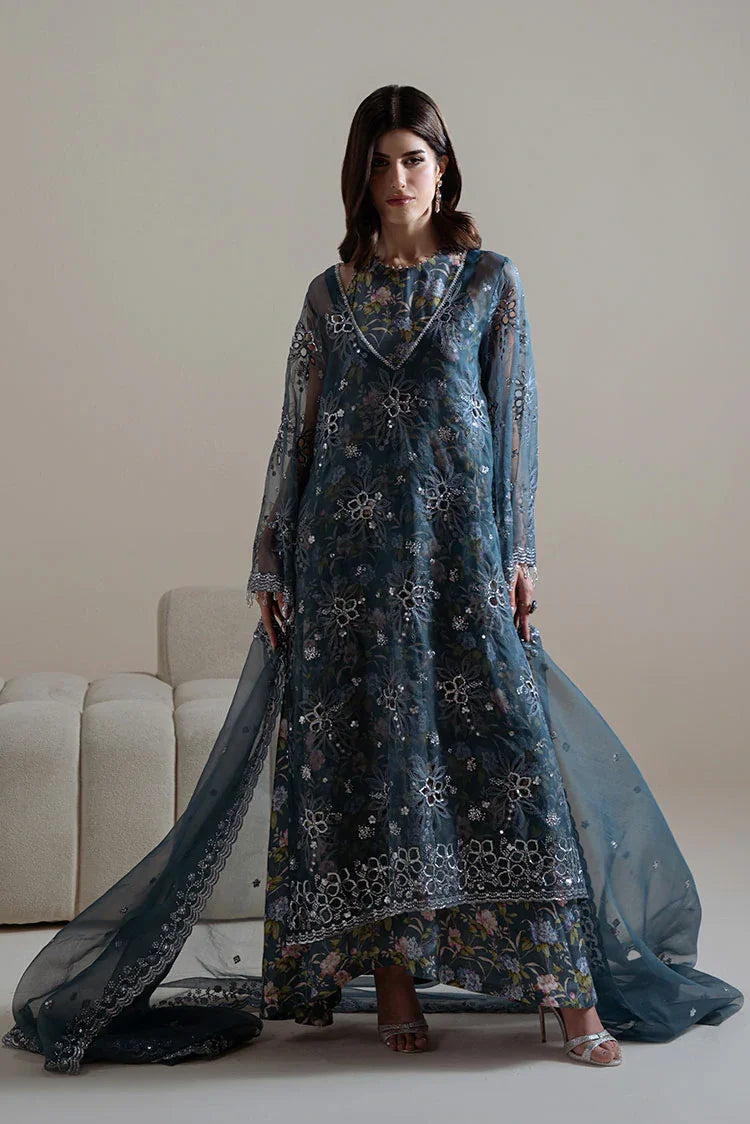 Picture of Cross Stitch - Unstitched Chiffon Edit Vol 1 - Indigo Spark - Available at Raja Sahib