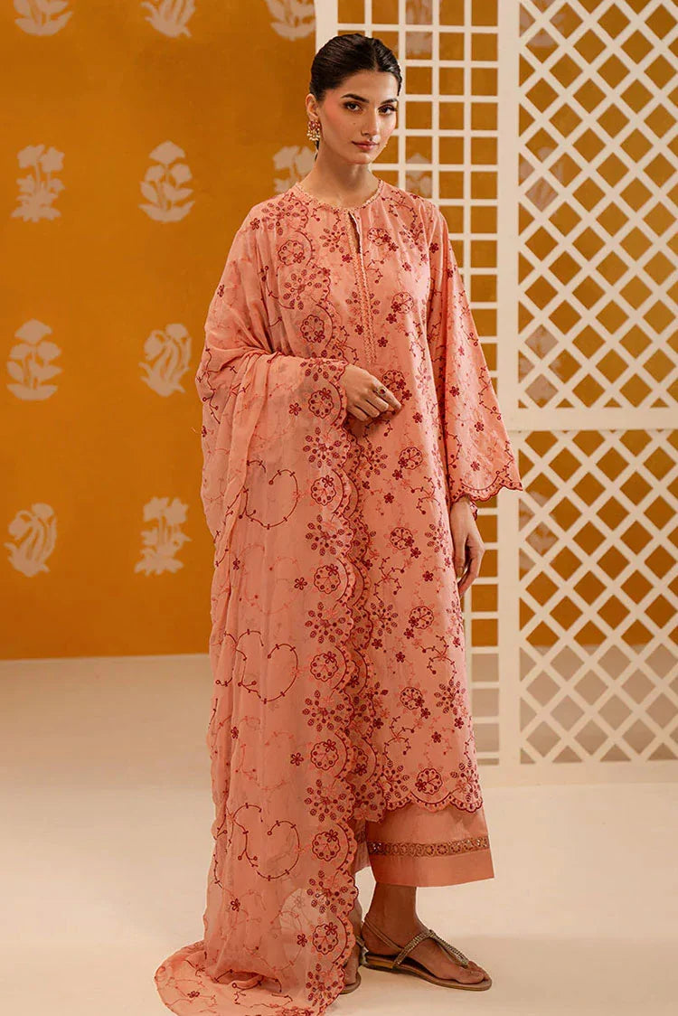 Picture of Cross Stitch - Chikankari Unstitched Collection - Peach Sorbet - Available at Raja Sahib