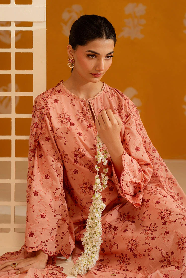 Picture of Cross Stitch - Chikankari Unstitched Collection - Peach Sorbet - Available at Raja Sahib