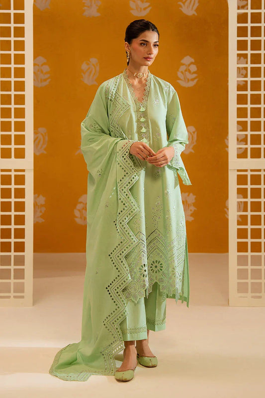 Picture of Cross Stitch - Chikankari Unstitched Collection - Pepper Mint - Available at Raja Sahib