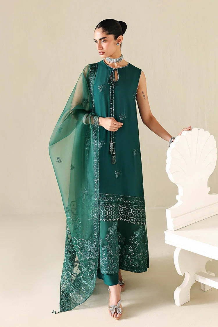 Picture of Cross Stitch - Embroidered Chiffon Edit Vol 2 - Emerald Moss - Available at Raja Sahib