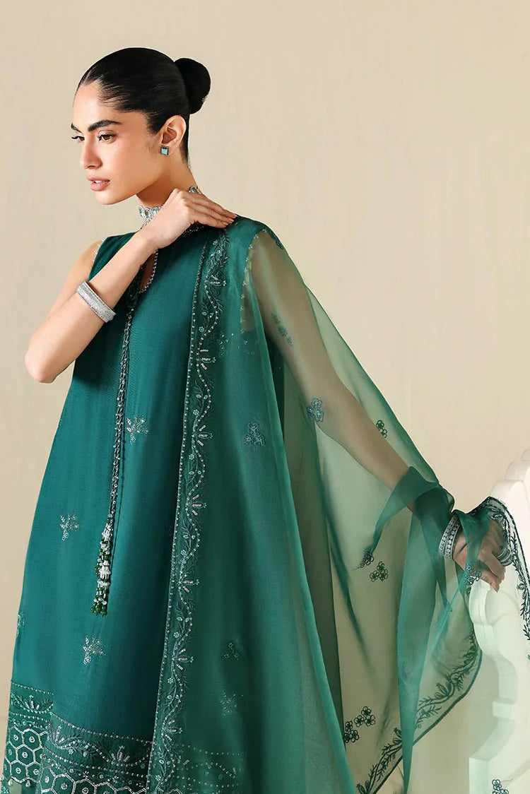 Picture of Cross Stitch - Embroidered Chiffon Edit Vol 2 - Emerald Moss - Available at Raja Sahib