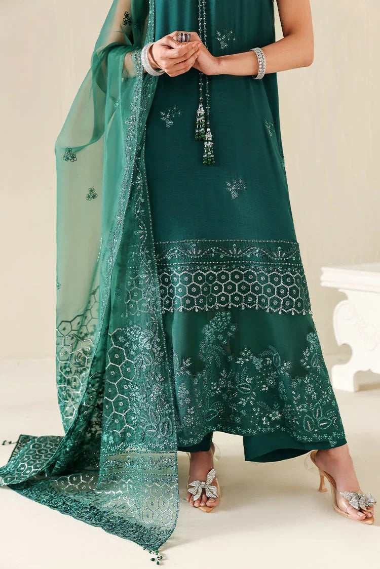 Picture of Cross Stitch - Embroidered Chiffon Edit Vol 2 - Emerald Moss - Available at Raja Sahib