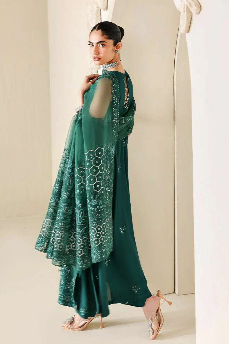 Picture of Cross Stitch - Embroidered Chiffon Edit Vol 2 - Emerald Moss - Available at Raja Sahib