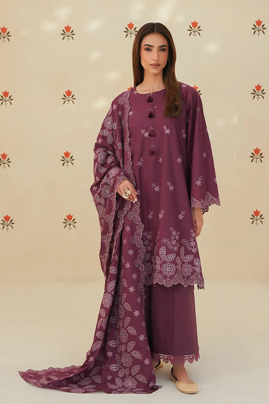 Picture of Cross Stitch - Chikankari Edit Vol 2 - Plum Luxe - Available at Raja Sahib