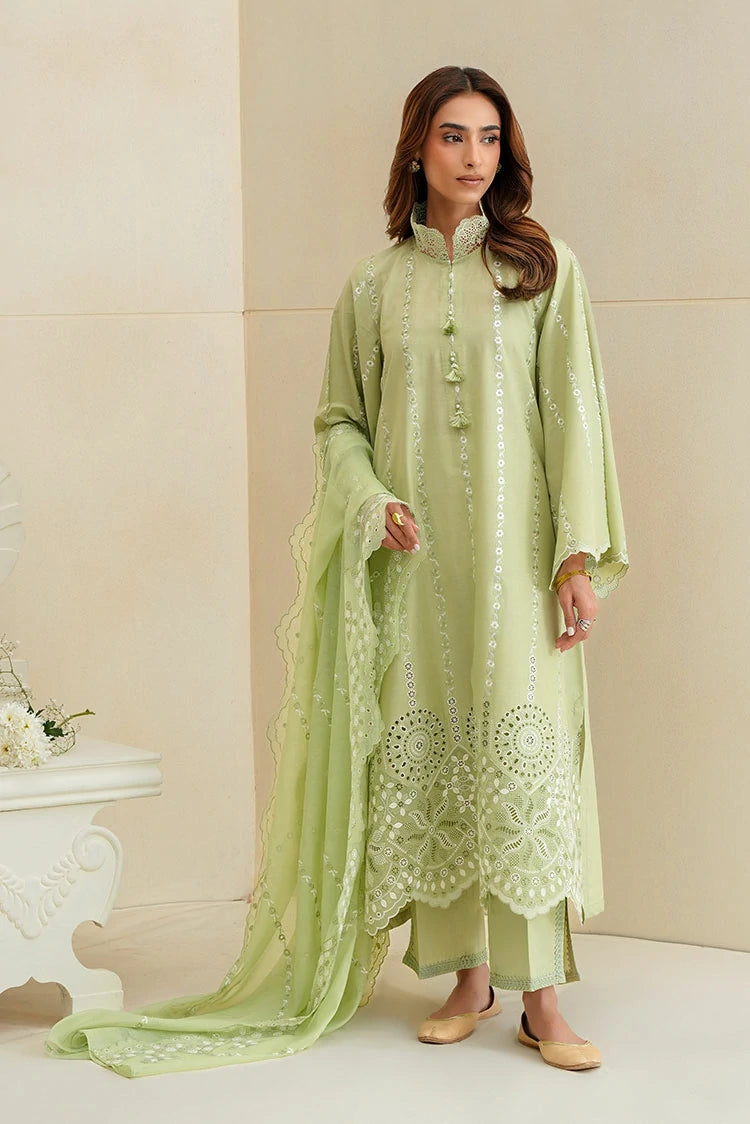 Picture of Cross Stitch - Chikankari Edit Vol 2 - Sage Silk - Available at Raja Sahib