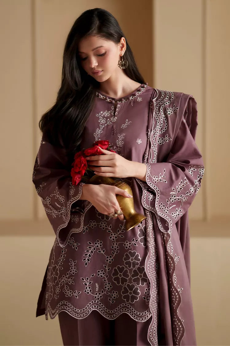Picture of Cross Stitch - Chikankari Edit Vol 3 - Ash Plum - Available at Raja Sahib
