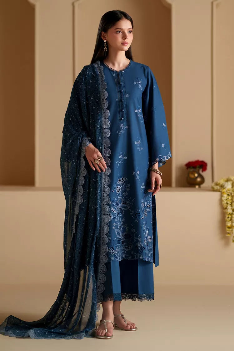 Picture of Cross Stitch - Chikankari Edit Vol 3 - Cobalt Silk - Available at Raja Sahib