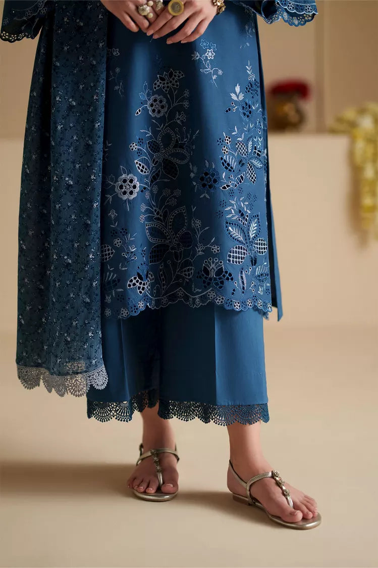 Picture of Cross Stitch - Chikankari Edit Vol 3 - Cobalt Silk - Available at Raja Sahib
