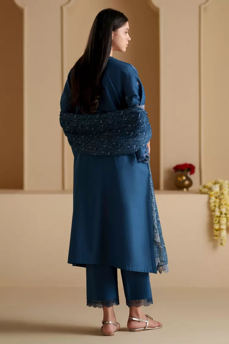 Picture of Cross Stitch - Chikankari Edit Vol 3 - Cobalt Silk - Available at Raja Sahib