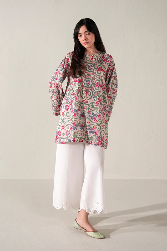 Cross Stitch - Coral Bloom Printed Lawn Shirt