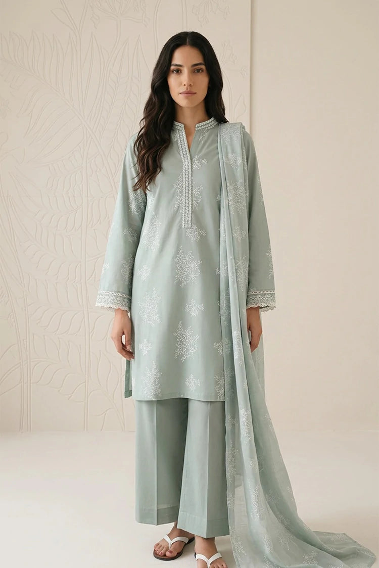 Picture of Cross Stitch - Daily Unstitched Printed Lawn Vol 3 - Green Essence - Available at Raja Sahib
