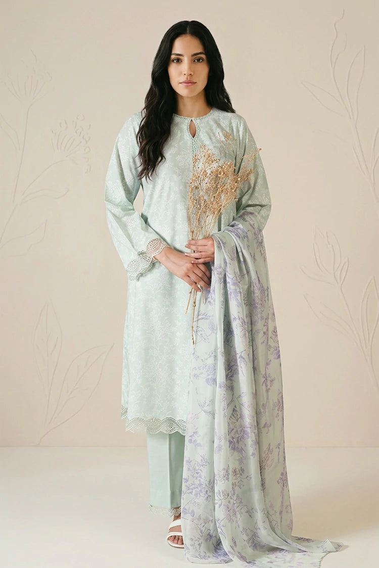 Picture of Cross Stitch - Daily Unstitched Printed Lawn Vol 3 - Harbor Gray - Available at Raja Sahib