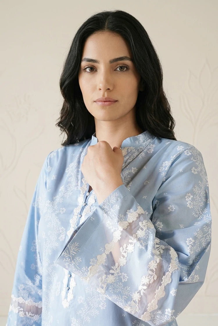 Picture of Cross Stitch - Daily Unstitched Printed Lawn Vol 3 - Ethereal Blue - Available at Raja Sahib