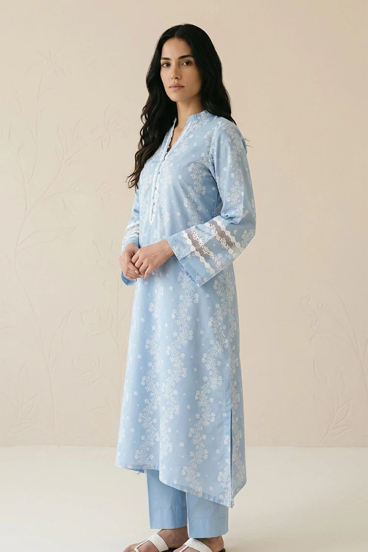 Picture of Cross Stitch - Daily Unstitched Printed Lawn Vol 3 - Ethereal Blue - Available at Raja Sahib