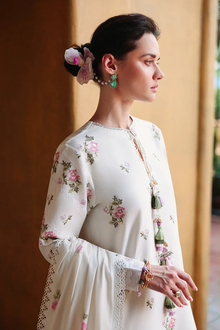 Picture of Cross Stitch - Embroidered Lawn Edit Vol 2 - Garden Ivory - Available at Raja Sahib