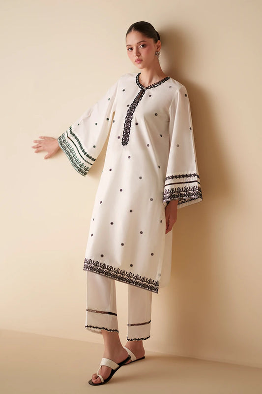 Cross Stitch - Lunar Ivory Embroidered Cambric Shirt