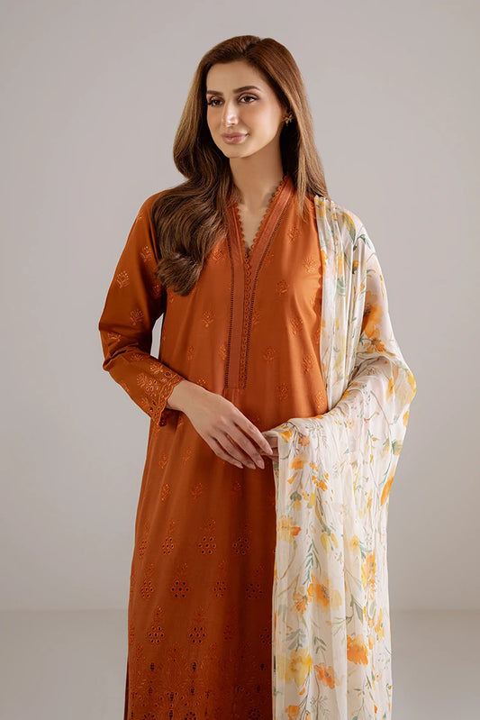 Picture of Cross Stitch - Burnt Orange - 3 Piece - Available at Raja Sahib