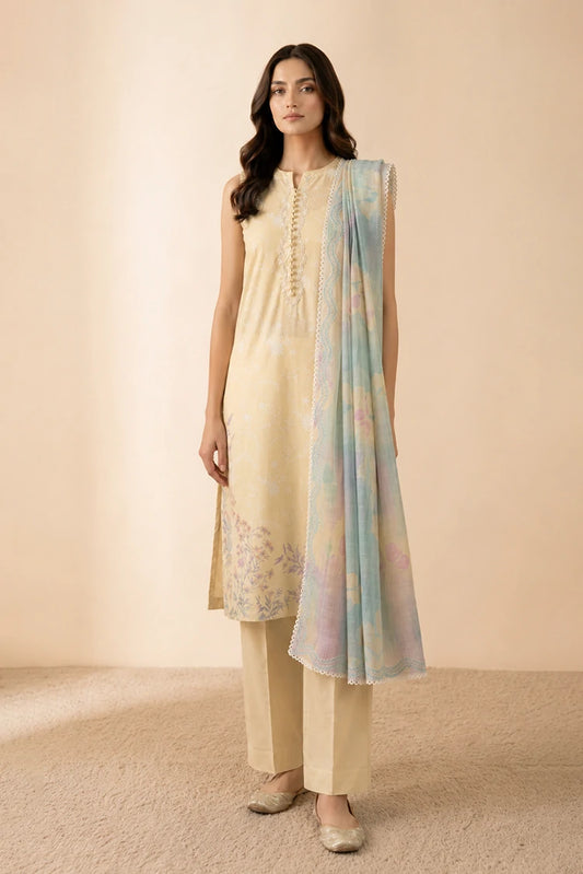Cross Stitch - Daily Unstitched Printed Lawn Vol 4 - Lemon Blossom
