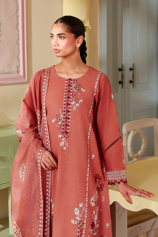 Picture of Cross Stitch - Unstitched Premium Lawn Vol 3 - Faded Rust - Available at Raja Sahib