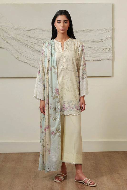 Cross Stitch - Printed Lawn Suit - 3 Piece - Floral Dusk