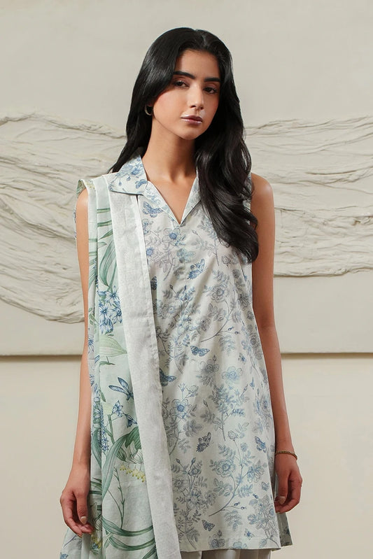Cross Stitch - Printed Lawn Suit - 3 Piece - Gray Horizon
