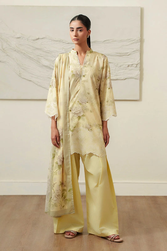 Cross Stitch - Printed Lawn Suit - 3 Piece - Ochre Charm