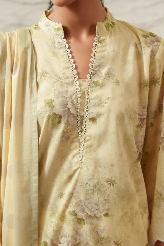 Cross Stitch - Printed Lawn Suit - 3 Piece - Ochre Charm