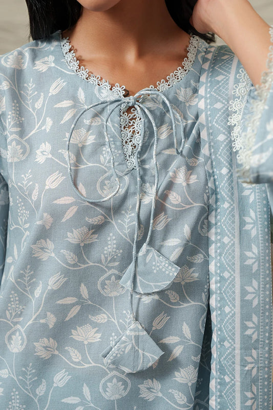 Cross Stitch - Printed Lawn Suit - 3 Piece - Serene Blue