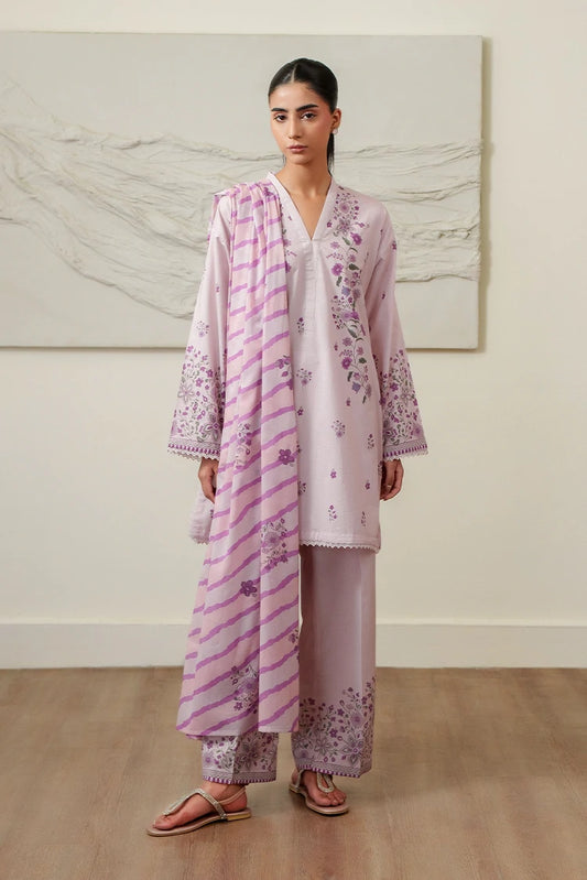 Cross Stitch - Printed Lawn Suit - 3 Piece - Spring Lilac