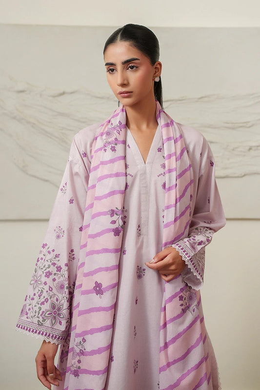 Cross Stitch - Printed Lawn Suit - 3 Piece - Spring Lilac