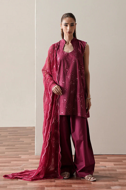 Cross Stitch - Embroidered Suit - 3 Piece - Ruby Glow