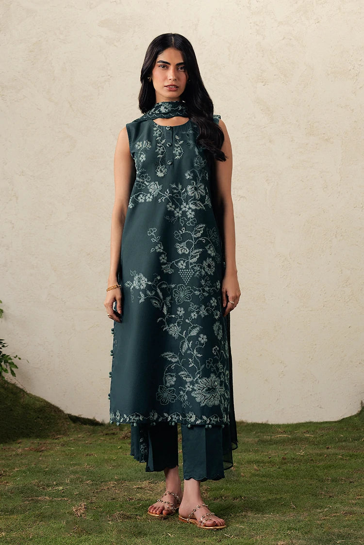Picture of Cross Stitch - The Moonsoon Edit - Unstitched - Emerald Teal - Available at Raja Sahib