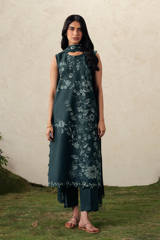 Picture of Cross Stitch - The Moonsoon Edit - Unstitched - Emerald Teal - Available at Raja Sahib