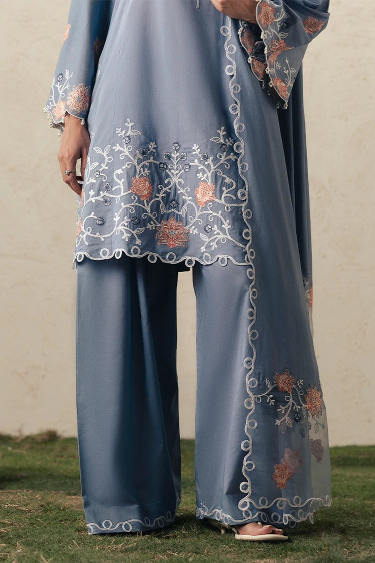 Picture of Cross Stitch - The Moonsoon Edit - Unstitched - Safron Sky - Available at Raja Sahib