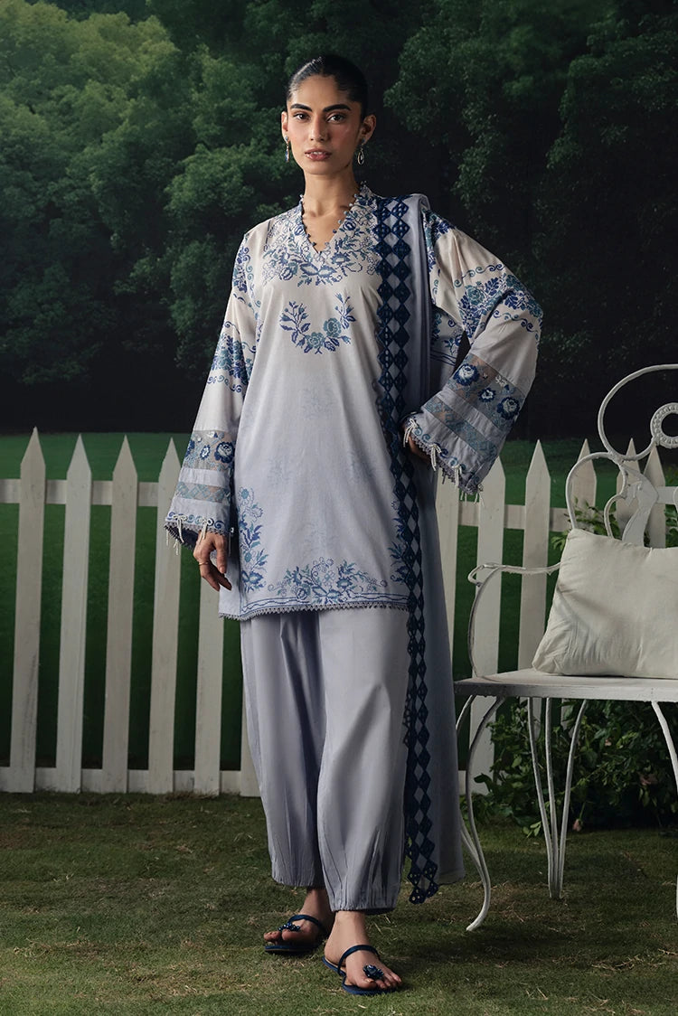 Picture of Cross Stitch - The Moonsoon Edit - Unstitched - Azure Bloom - Available at Raja Sahib