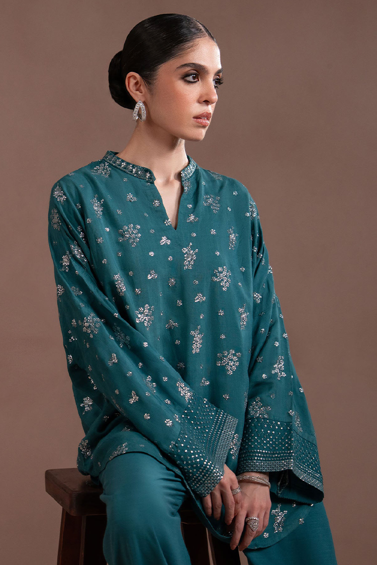 Picture of Cross Stitch - Lux Pret Edit - Mystic Teal - 2 Piece - Available at Raja Sahib