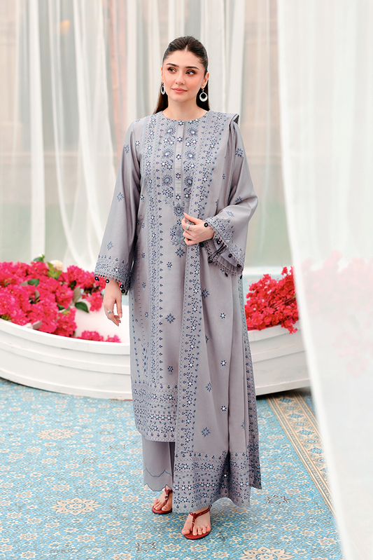 Picture of Cross Stitch - Print Satin Edit - Charcoal Ash - Available at Raja Sahib