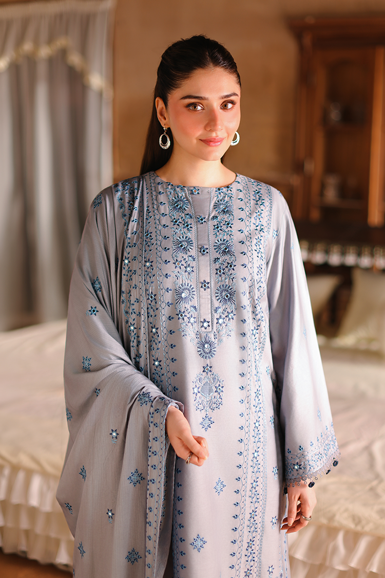 Picture of Cross Stitch - Print Satin Edit - Charcoal Ash - Available at Raja Sahib