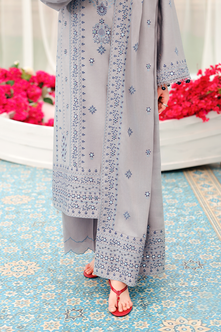 Picture of Cross Stitch - Print Satin Edit - Charcoal Ash - Available at Raja Sahib