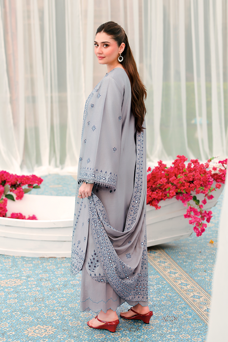 Picture of Cross Stitch - Print Satin Edit - Charcoal Ash - Available at Raja Sahib