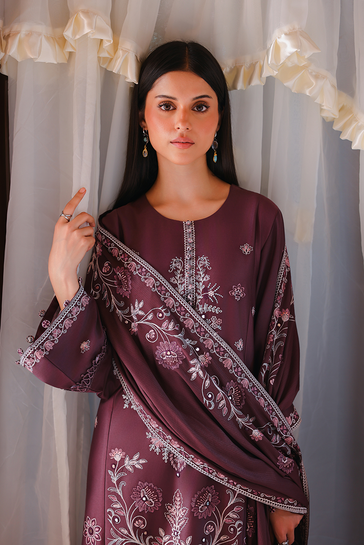 Picture of Cross Stitch - Print Satin Edit - Mulberry Brown - Available at Raja Sahib