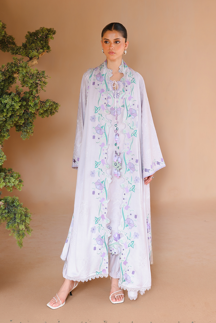 Picture of Cross Stitch - Print Satin Edit - Mauve Tint - Available at Raja Sahib