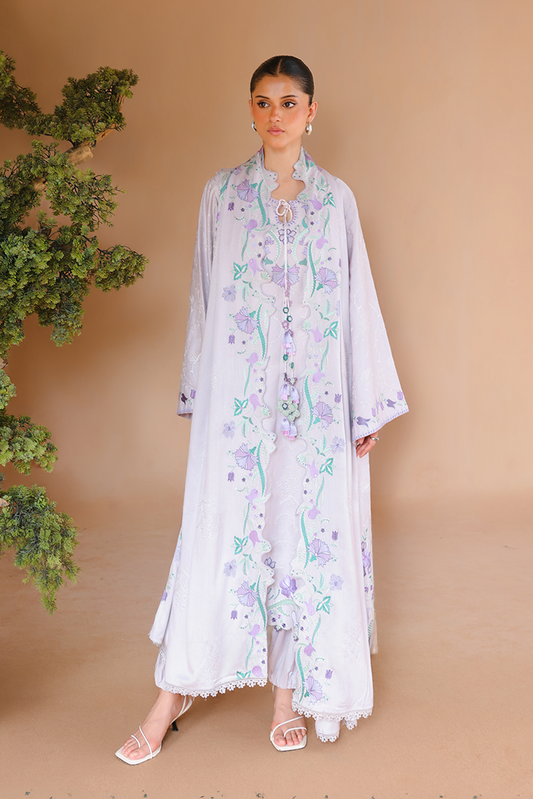 Picture of Cross Stitch - Print Satin Edit - Mauve Tint - Available at Raja Sahib