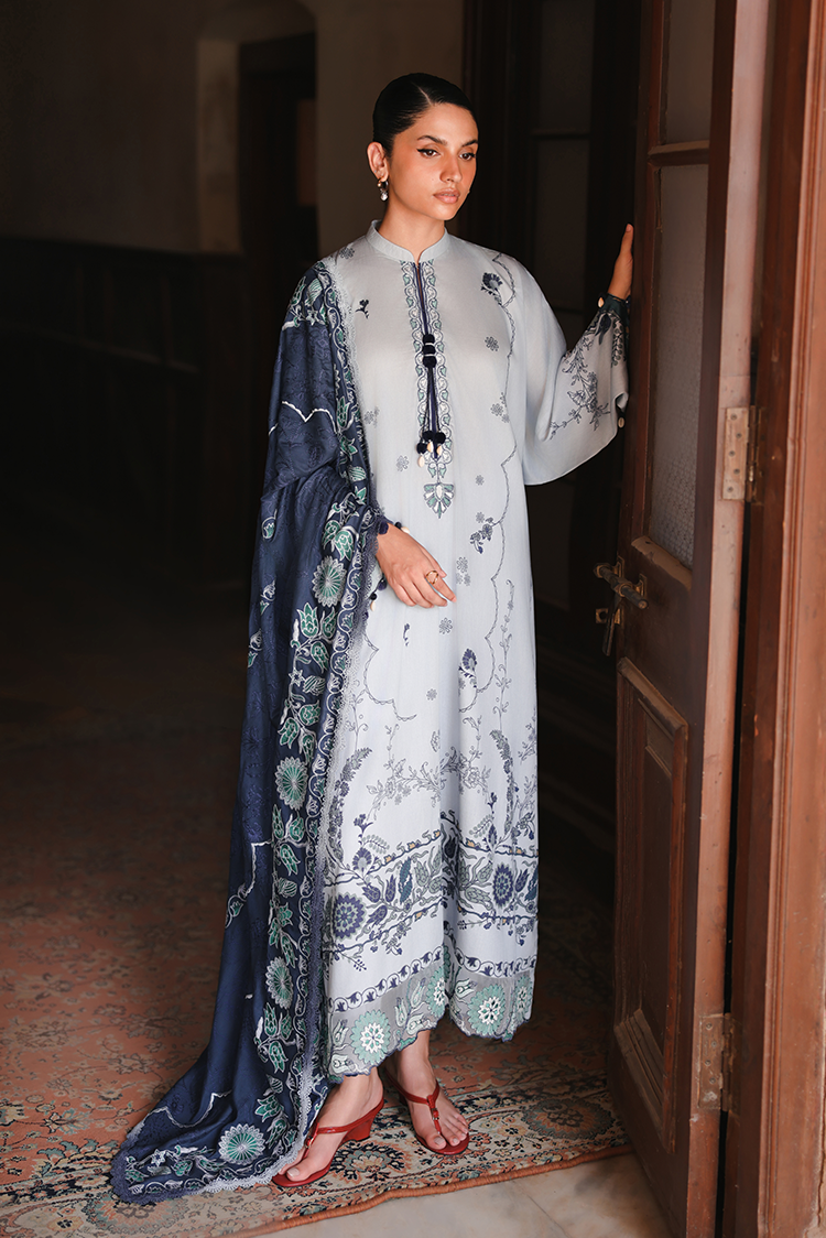 Picture of Cross Stitch - Print Satin Edit - Ethnic Azure - Available at Raja Sahib