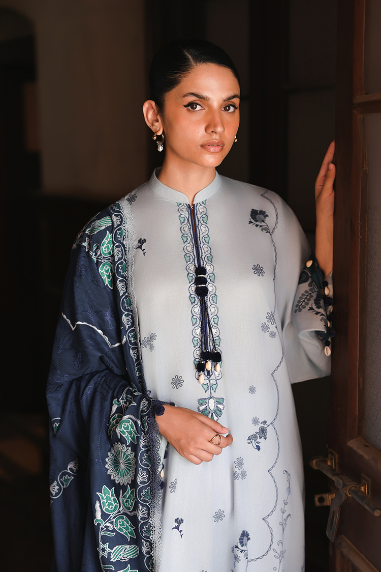 Picture of Cross Stitch - Print Satin Edit - Ethnic Azure - Available at Raja Sahib