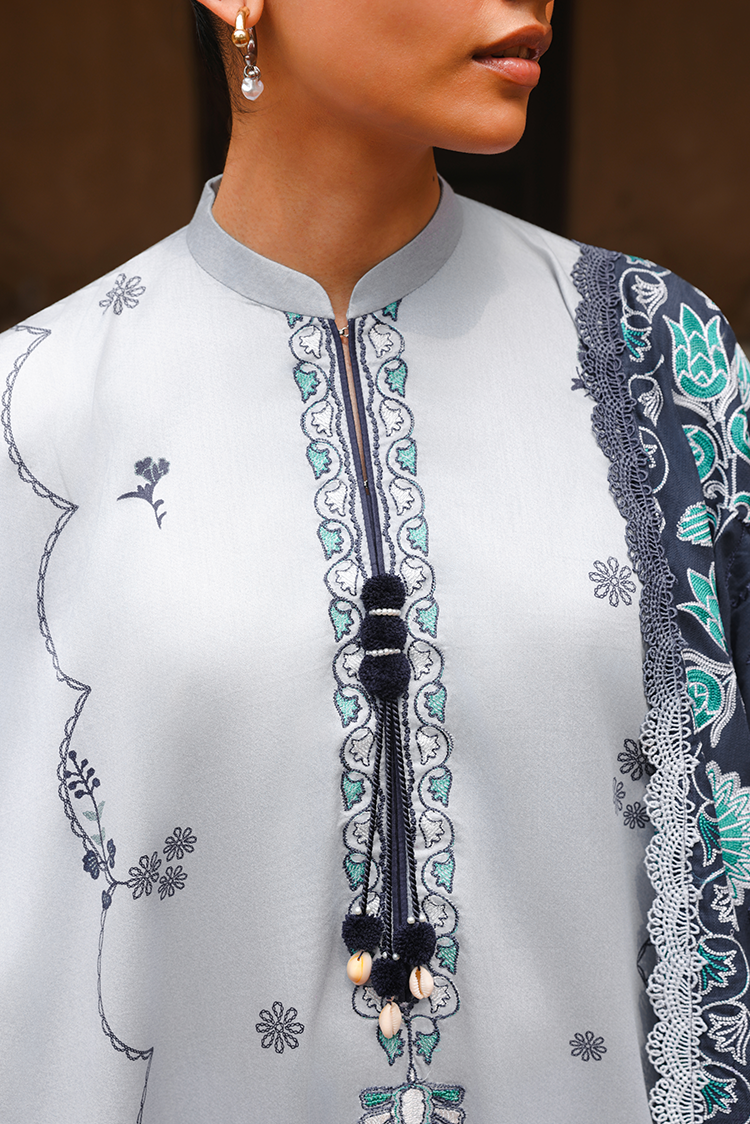 Picture of Cross Stitch - Print Satin Edit - Ethnic Azure - Available at Raja Sahib