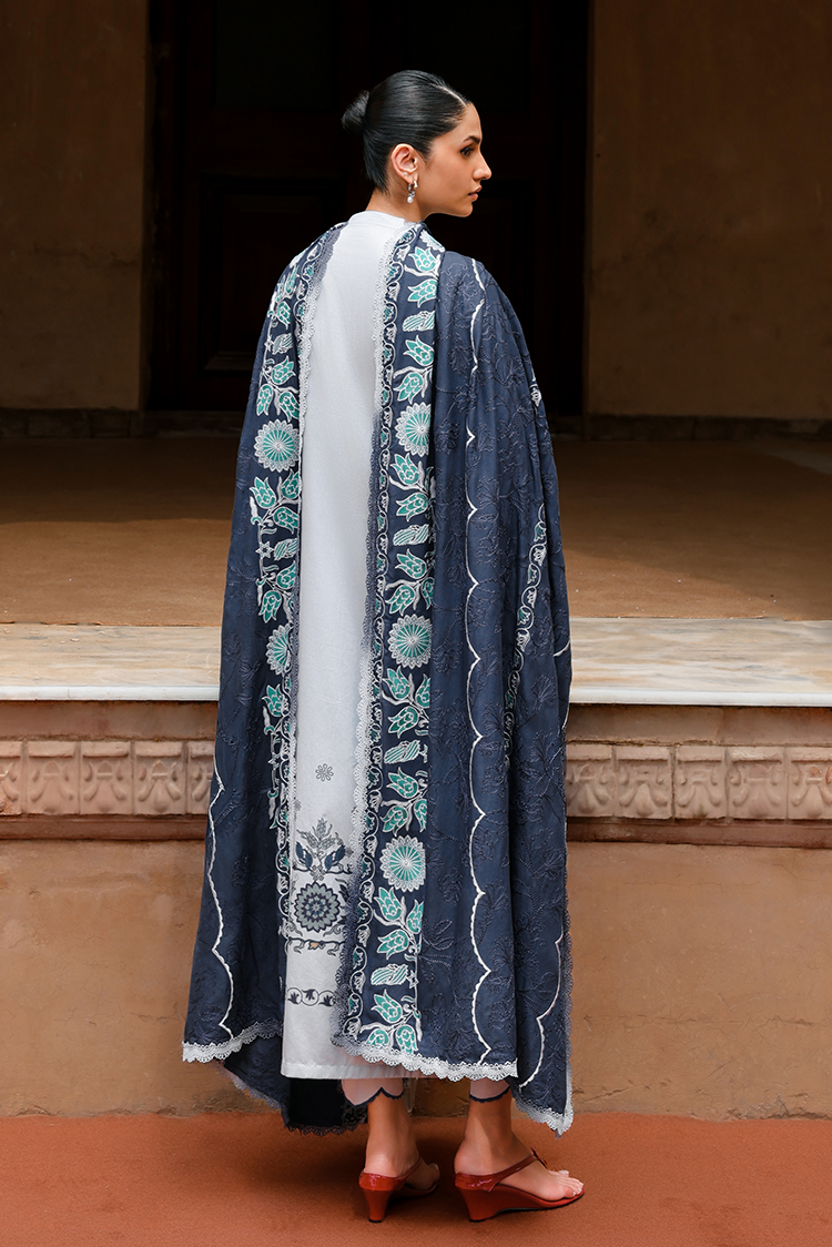 Picture of Cross Stitch - Print Satin Edit - Ethnic Azure - Available at Raja Sahib