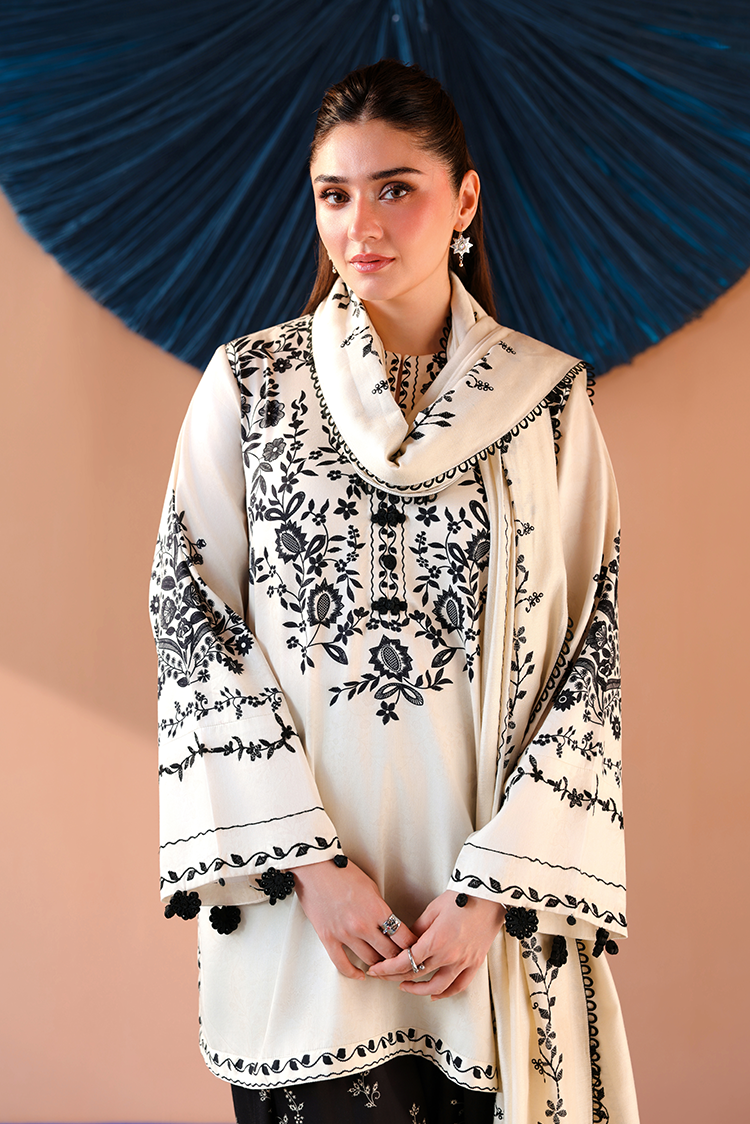 Picture of Cross Stitch - Print Satin Edit - Ivory Noir - Available at Raja Sahib