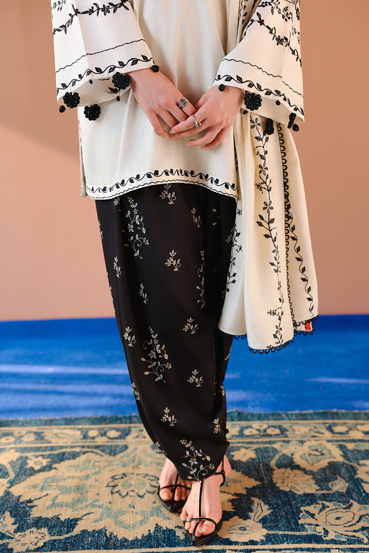Picture of Cross Stitch - Print Satin Edit - Ivory Noir - Available at Raja Sahib